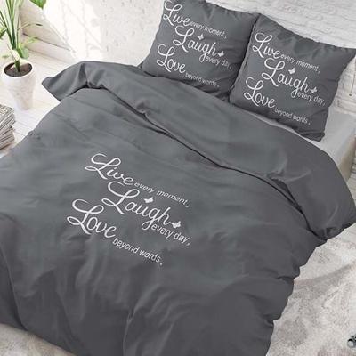 RoyalTextile - Live, Laugh & Love Dekbedovertrek Micropercal - Antraciet - 240 x 220