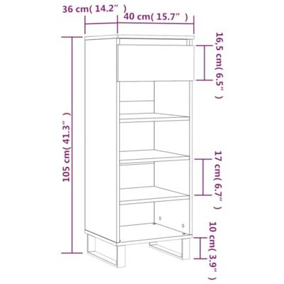 VidaXL Schoenenkast 40x36x105 cm bewerkt hout betongrijs