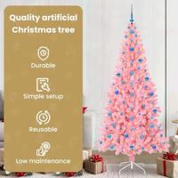 VidaXL Kerstboom met 300 led met standaard roze 210 cm pvc - thumbnail