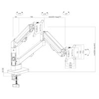 Bevestiging voor 2 Maclean monitoren, gasveer, 17"-32", 2-10kg, zwart, MC-134 - thumbnail