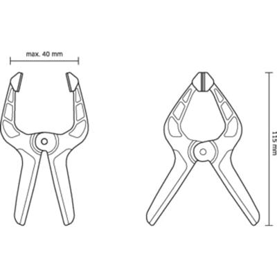TOOLCRAFT 1611470 4 stuks veerklemmen 40 mm 5 kg Spanbreedte (max.):40 mm Afmeting, lengte: 115 mm Afm. werkbereik:50 mm