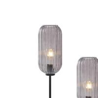 QAZQA Art Deco vloerlamp zwart met smoke glas 2-lichts - Rid - thumbnail