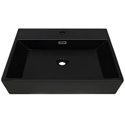 Wastafel met kraangat 76x42,5x14,5 cm keramiek zwart