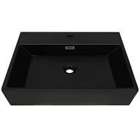 Wastafel met kraangat 60,5x42,5x14,5 cm keramiek zwart - thumbnail