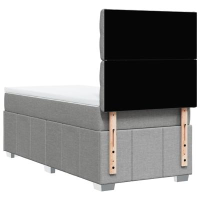 Boxspring met matras stof lichtgrijs 140x200 cm - thumbnail