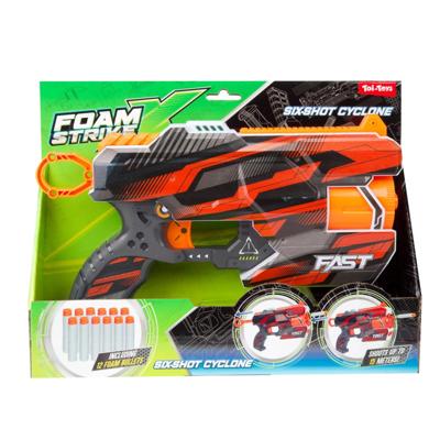 Toi-Toys Foam strikex afschietpistool six-shot cyclone met 12 foampijlen