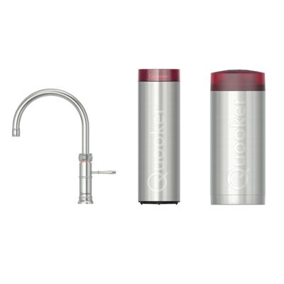 Quooker Classic Fusion Round Keukenkraan Set - Kokend Warm- en Koud Water - RVS - met COMBI+ Reservoir & CUBE - Direct Gekoeld Bruisend Water