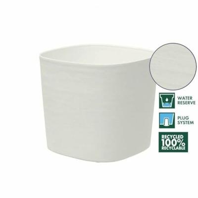 Vaso con riserva d'acqua - GARDEN ID Respect - Bianco 25 x 25 cm - 100% rifiuti domestici - 100% riciclabile - Superficie strutturata