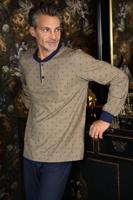 Katoenen bruine heren pyjama - thumbnail