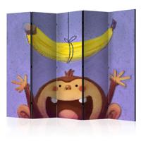 Vouwscherm / Kamerscherm - Aap met banaan, kinderkamer, gemonteerd geleverd, dubbelzijdig geprint 225x172 cm - thumbnail