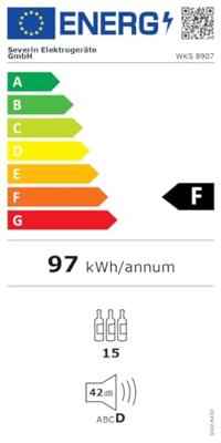 Severin WKS8907 Wijnkoelkast 46L voor 15 Flessen Zwart