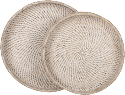MUST Living Dienblad 'Saint Barths' Rond, Rotan, Set van 2 stuks MUST Living Dienblad 'Saint Barths' Rond, Rotan, Set van 2 stuks