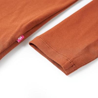Kindershirt met lange mouwen met woord in glitters 104 cognackleurig