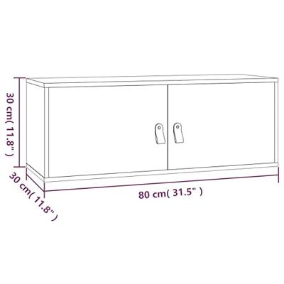 Wandkast 80x30x30 cm massief grenenhout wit