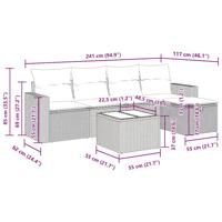 5-delige Loungeset met kussens poly rattan bruin - thumbnail