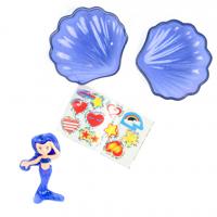 Toi Toys schelp zeemeerminset junior 7 cm blauw 3 delig - thumbnail
