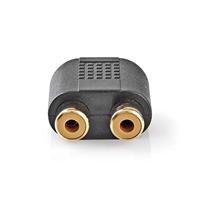 Stereo Audioadapter | 3,5 mm male - 2x RCA female | 10 stuks | Zwart - thumbnail