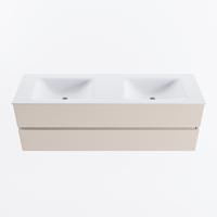 MONDIAZ VICA 150cm badmeubel onderkast Linen 2 lades. Wastafel CLOUD dubbel 2 kraangaten, kleur Talc. - thumbnail