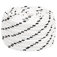 VidaXL Boottouw gevlochten 18 mmx25 m polyester wit - thumbnail