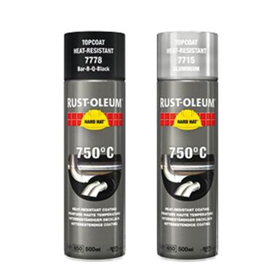 Rust-Oleum deklaag hittebestendig - Hard Hat - bbq zwart - zijdeglans - 0.5l - spuitbus