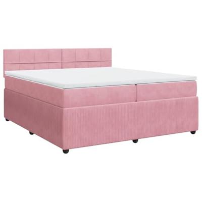 Boxspring met matras fluweel roze 200x200 cm