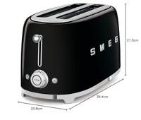 SMEG - Broodrooster - TSF02BLEU Broodrooster 2x4 Zwart - thumbnail