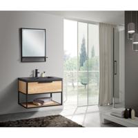 Badkamermeubel Casajoy New York 80x46x50 cm Eiken Met Zwart RVS Frame Casajoy - thumbnail