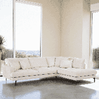 BASE 3-zits Loungebank 'Faithe' Rechts, Chenille, kleur Naturel - thumbnail