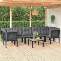8-delige Loungeset poly rattan zwart en grijs - thumbnail