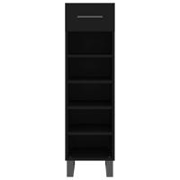 Schoenenkast 30x35x105 cm bewerkt hout zwart - thumbnail
