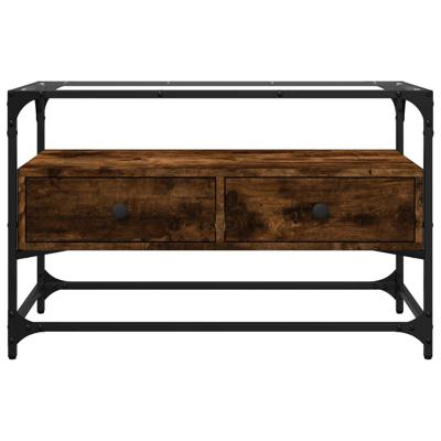 Tv-meubel met glazen blad 80x35x51 cm hout gerookt eikenkleurig