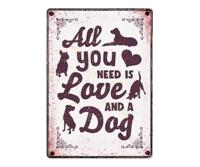 Plenty Gifts waakbord blik all you need is love and a dog - thumbnail