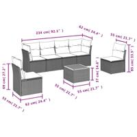 7-delige Loungeset met kussens poly rattan zwart - thumbnail
