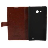 Huawei Ascend Mate horizontaal Lamsleer structuur PU leren Flip Hoesje met houder en opbergruimte voor pinpassen (bruin) - thumbnail