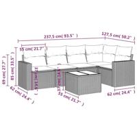 6-delige Loungeset met kussens poly rattan beige - thumbnail
