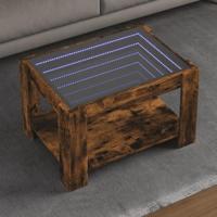 Salontafel met LED 73x53x45 cm bewerkt hout gerookt eikenkleur - thumbnail