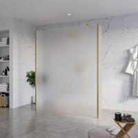 Fortifura Galeria Vrijstaande Inloopdouche - 160x200cm - Glas mat - antikalk - 8mm veiligheidsglas - 2 zijwanden 40cm - wandsteunen en hoekprofielen - Geborsteld Messing PVD (Goud) SW927770 2x/SW797932/SW797921 2x/SW798731 2x - thumbnail