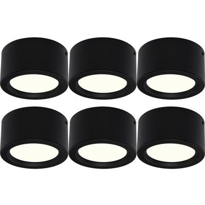 LED Downlight Set - Rond Opbouw 10W Natuurlijk Wit 4200K - Mat Zwart Ø140mm