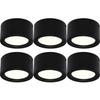 LED Downlight Set - Rond Opbouw 10W Natuurlijk Wit 4200K - Mat Zwart Ø140mm - thumbnail