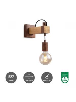 Home sweet home denton wandlamp 1L hout / roest Home sweet home denton wandlamp 1L hout / roest