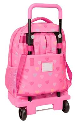 Schoolrugzak met Wielen Benetton Heart Roze 33 x 45 x 22 cm
