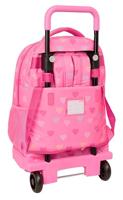 Schoolrugzak met Wielen Benetton Heart Roze 33 x 45 x 22 cm - thumbnail