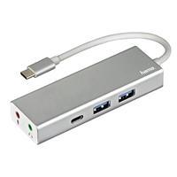 Hama USB 3.1 Type-C hub, 3-voudig, met 3,5 mm jack (2 x USB-A, 1 x USB-C, microfoon-/hoofdtelefoonaansluiting, 5 Gbit/s Super-Speed, voor PC/Mac/Laptop/Tablet, OTG-compatibel) externe USB-verdeler, - thumbnail