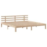 Bedframe met hoofdbord massief grenenhout 200x200 cm - thumbnail