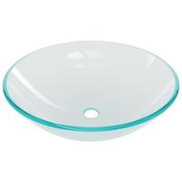 VidaXL Wastafel met kraan en pop-up afvoer gehard glas transparant - thumbnail