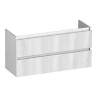 Brauer Joy Wavy - Onderkast Ondiep - 100 cm - met 2 Softclose Lades Greeploos en 1 Sifon Uitsparing - Mat Wit - thumbnail