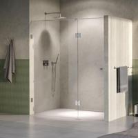 BRAUER Void Carving nisdeur 2-delig helder glas 180x200 omkeerbaar met draaideur 70 aan glas incl. glascoating PVD RVS-kleurig geborsteld - thumbnail