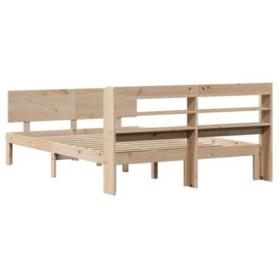 Bedframe met hoofdbord massief grenenhout 140x190 cm - thumbnail