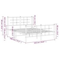 Bedframe met hoofd- en voeteneinde metaal zwart 135x190 cm - thumbnail