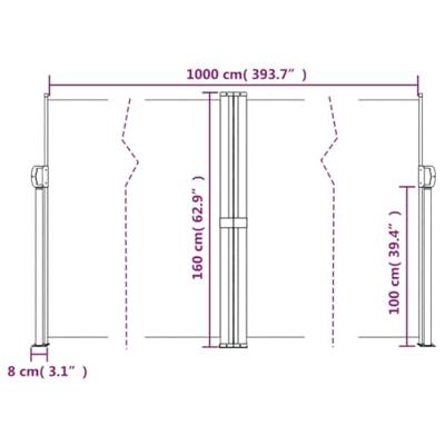 Windscherm uittrekbaar 160x1000 cm crmekleurig Windscherm uittrekbaar 160x1000 cm crmekleurig